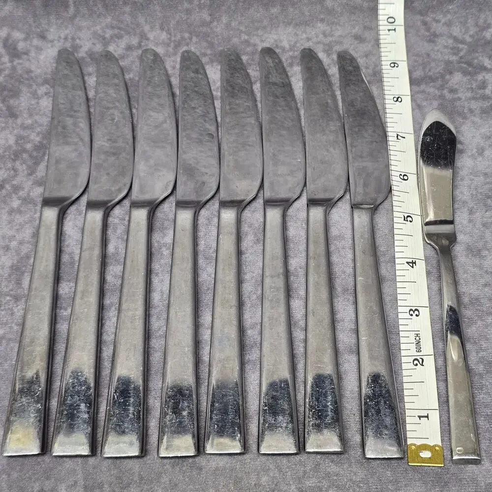 Dansk 18/10 Meridian Stainless Dinner Knifes Glossy Flat Tip Flatware Silverware